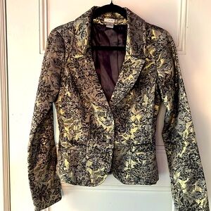 Vintage Caché Brocade Jacket,Gold Metallic and Brown Size 2